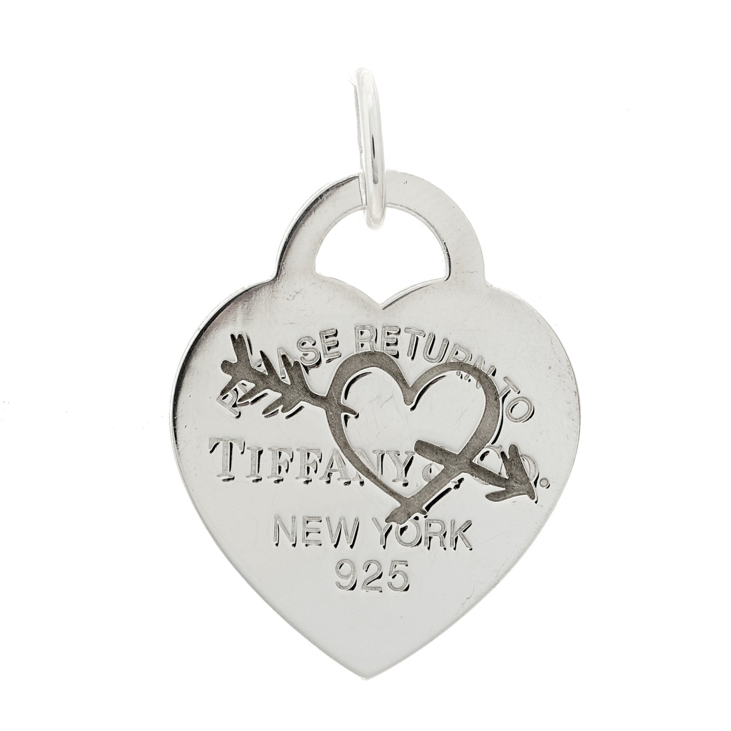 Sterling Silver Return To Tiffany Etched Heart and Arrow Tag Charm