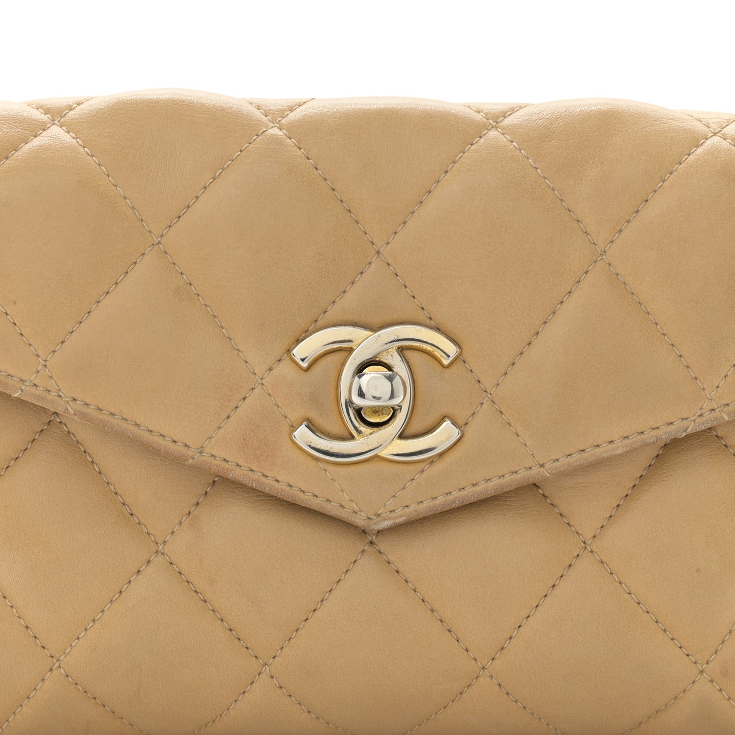 Lambskin Quilted Flap Waist Belt Bag 70 28 Beige