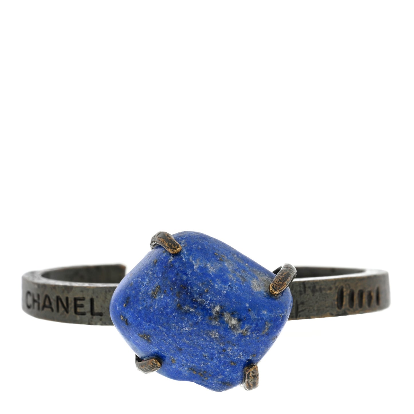 Stone Hammered Metal Bracelet Blue