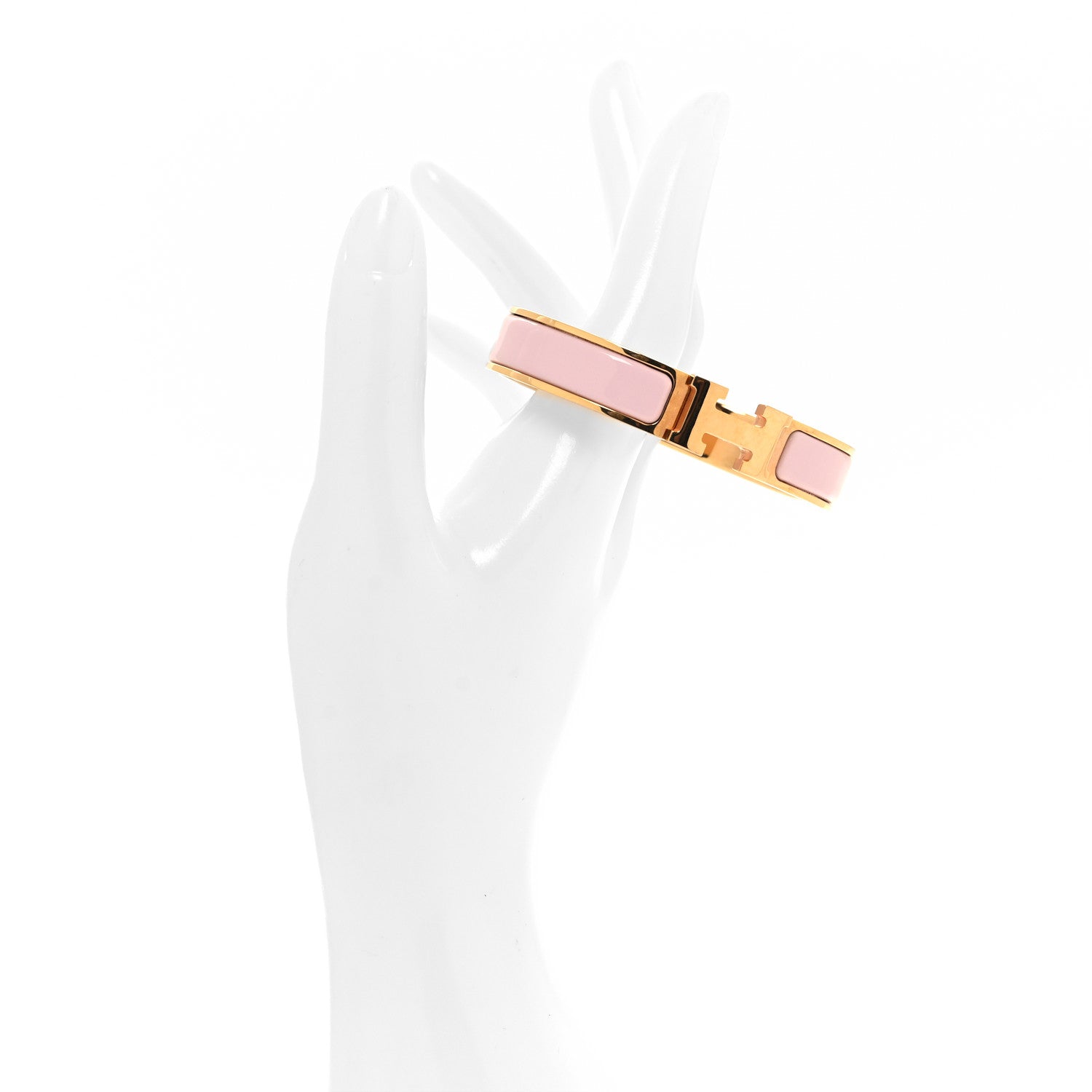 Hermes Enamel Narrow Clic Clac H Bracelet GM Rose Candeur 2 of 4