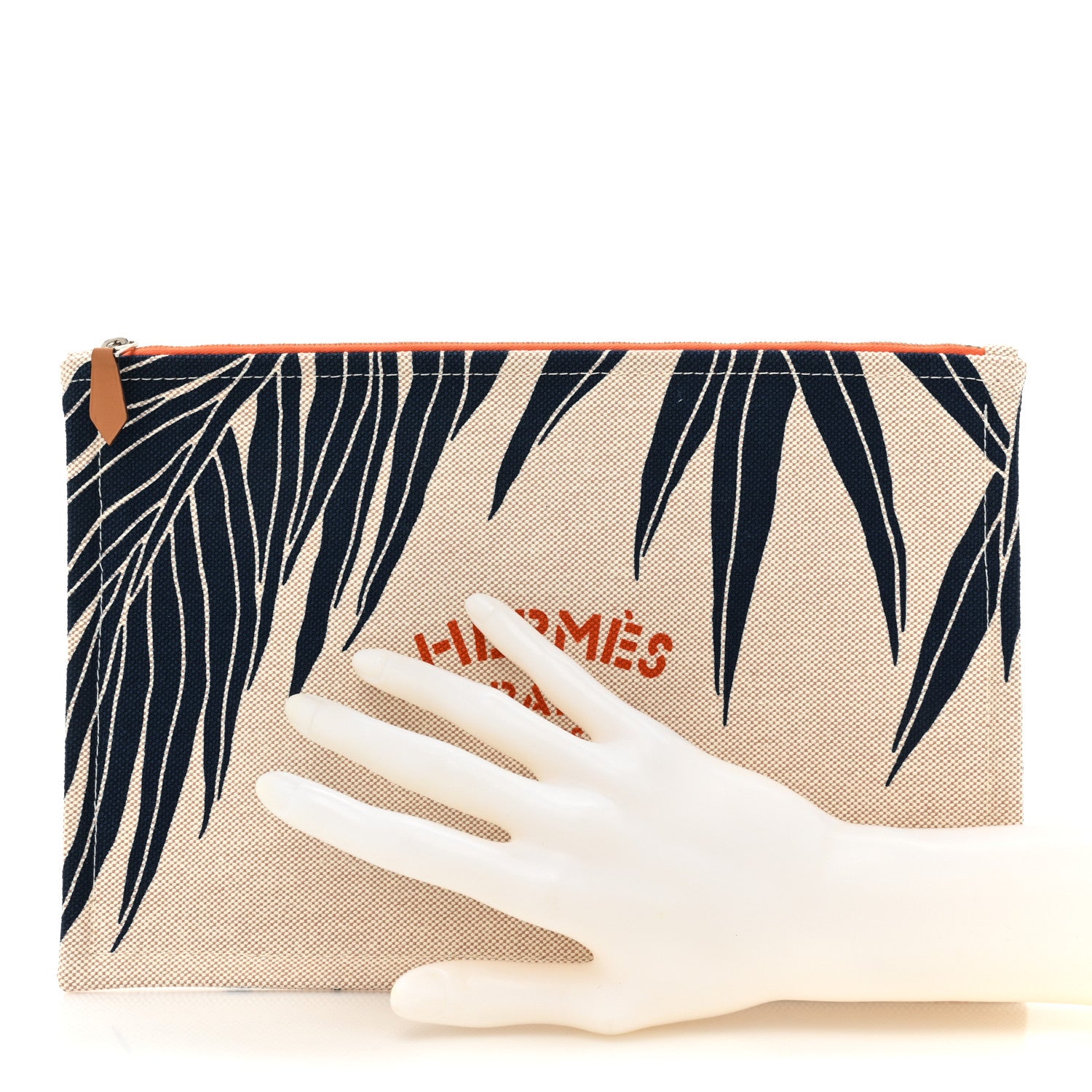 Hermes Canvas Jin et Leo Flat Case Marine Corail 2 of 8
