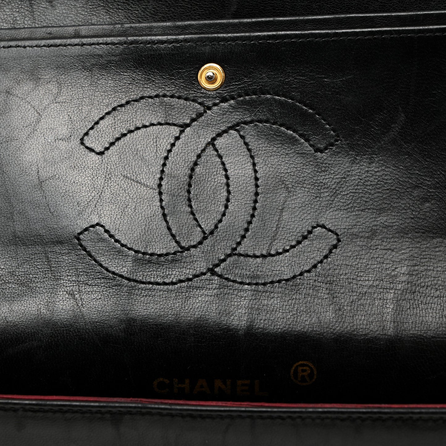 Lambskin Quilted Medium Double Flap Black