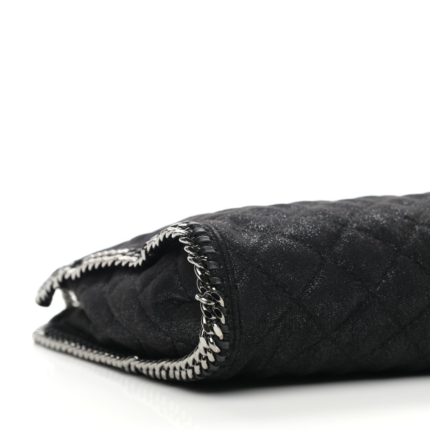 Shaggy Deer Quilted Falabella Fold Over Tote Black
