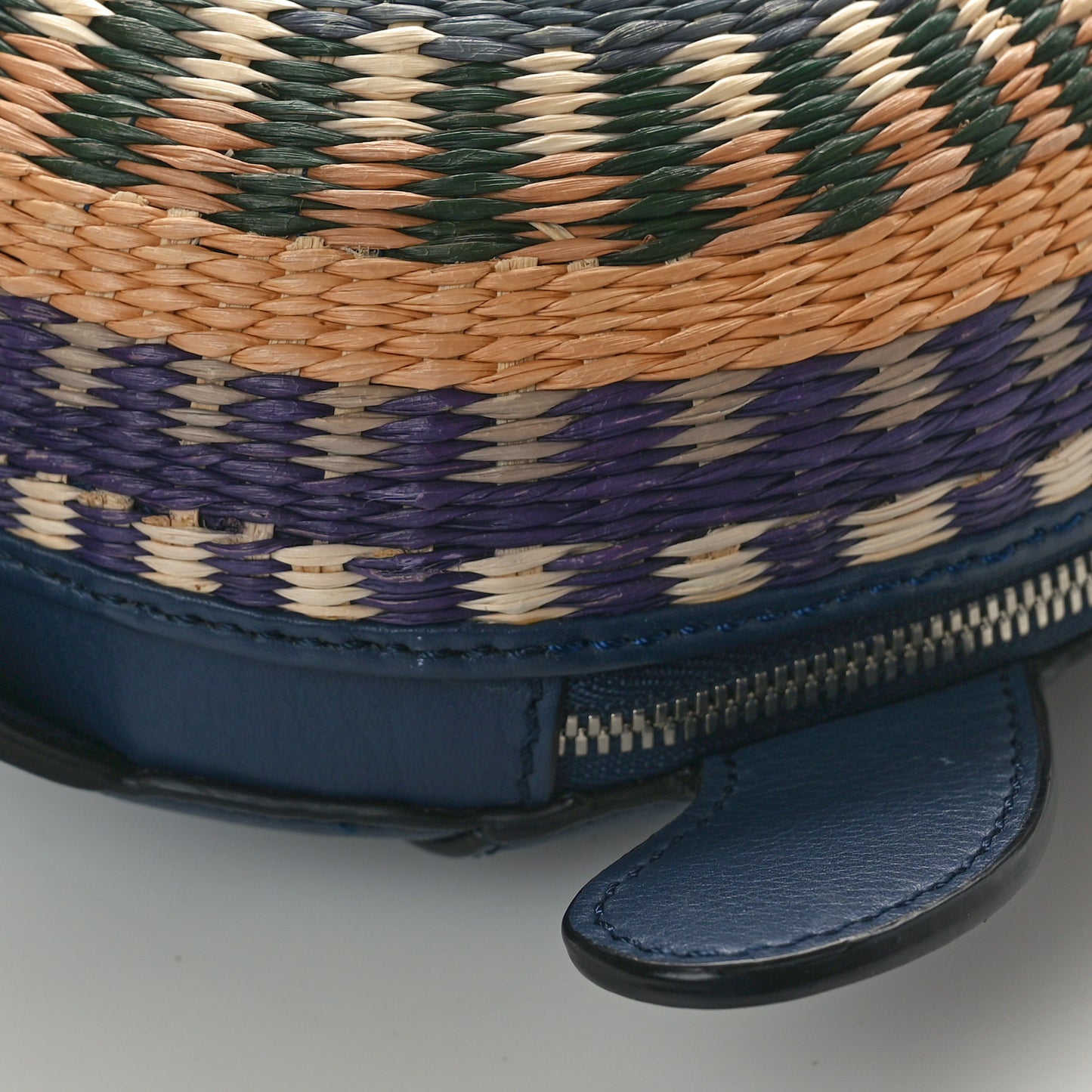 Raffia Calfskin Paula's Ibiza Turtle Pouch Ocean Multicolor