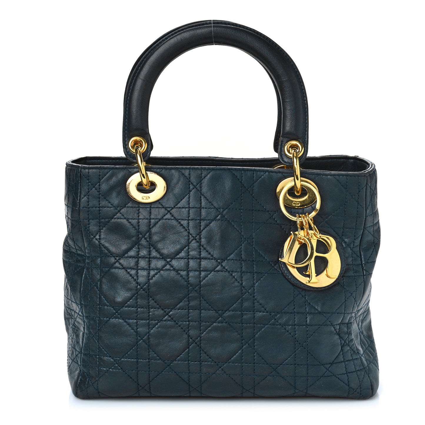 Lambskin Cannage Medium Lady Dior Navy Blue