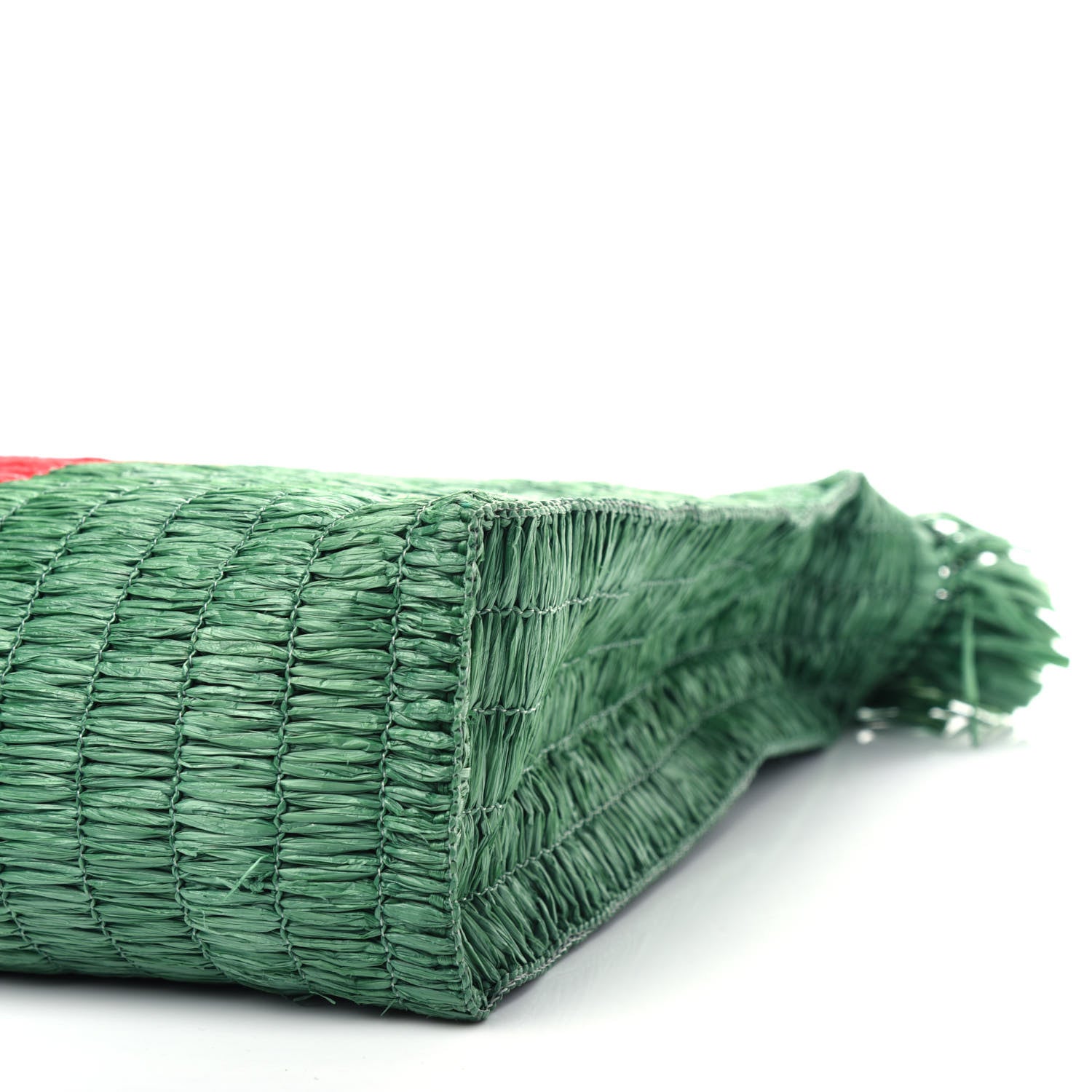 Gucci Raffia Linen Web Cestino Tote Bag Red Green 9 of 10