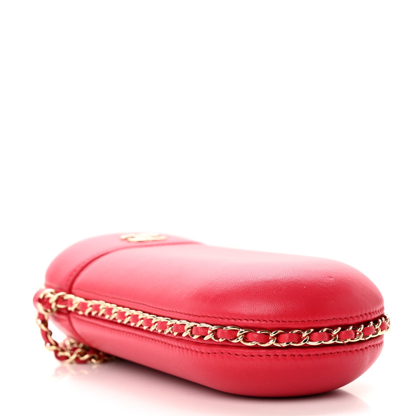 Lambskin Chain Around Phone Holder Red