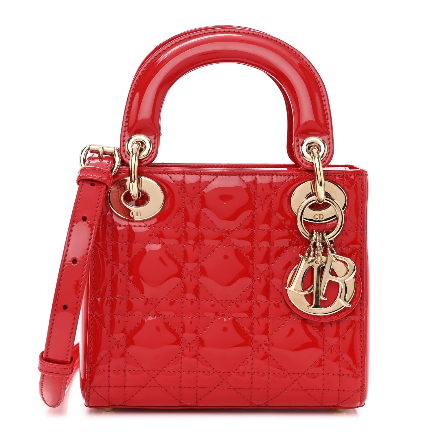 Christian Dior Patent Cannage Mini Lady Dior Red 1 of 10