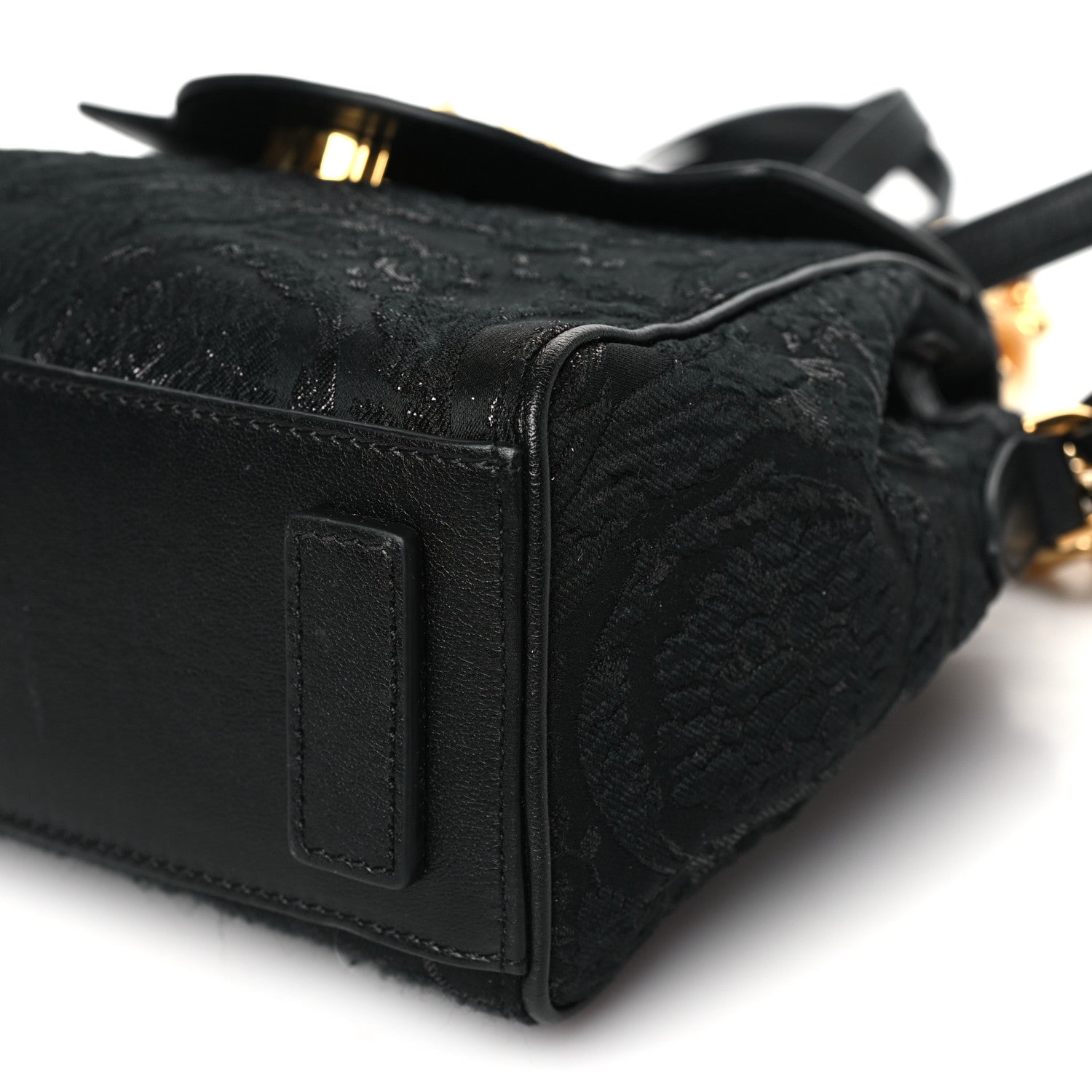 Versace Calfskin Lurex Cloquet Small La Medusa Chain Top Handle Handbag Black 9 of 9