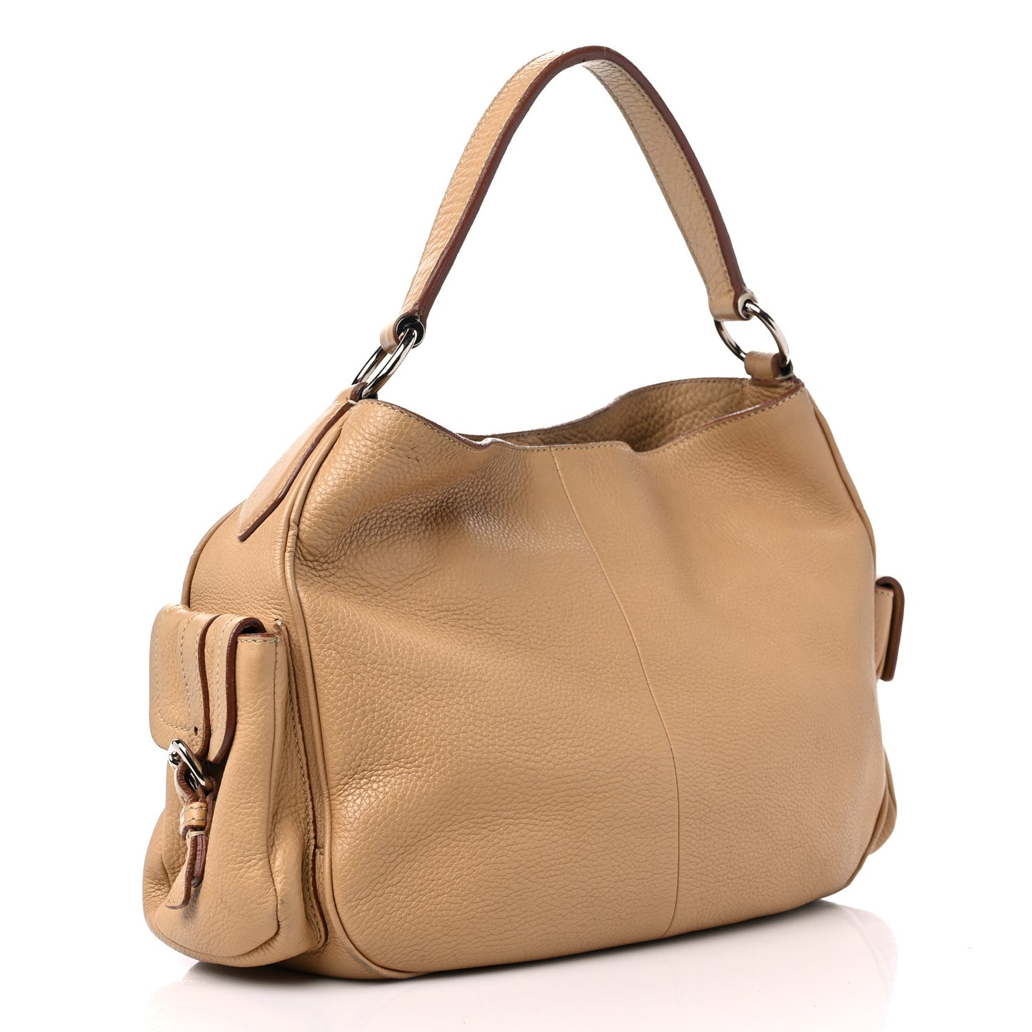Vitello Daino Buckle Shoulder Bag Sabbia
