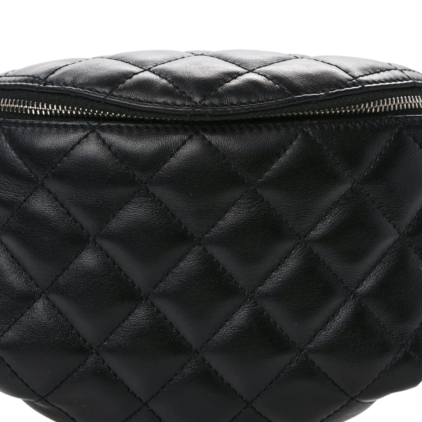Calfskin Quilted Waist Belt Bag Black