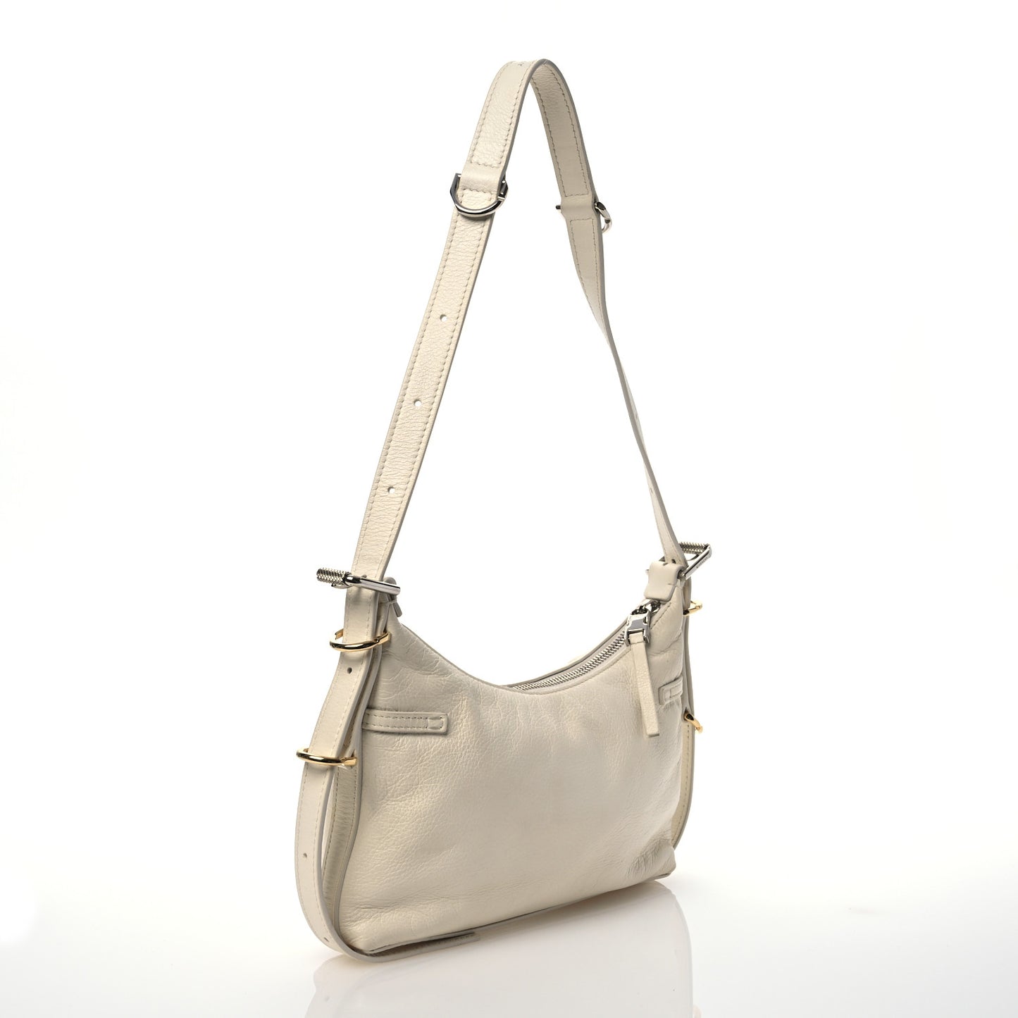 Tumbled Calfskin Mini Voyou Boyfriend Party Bag White