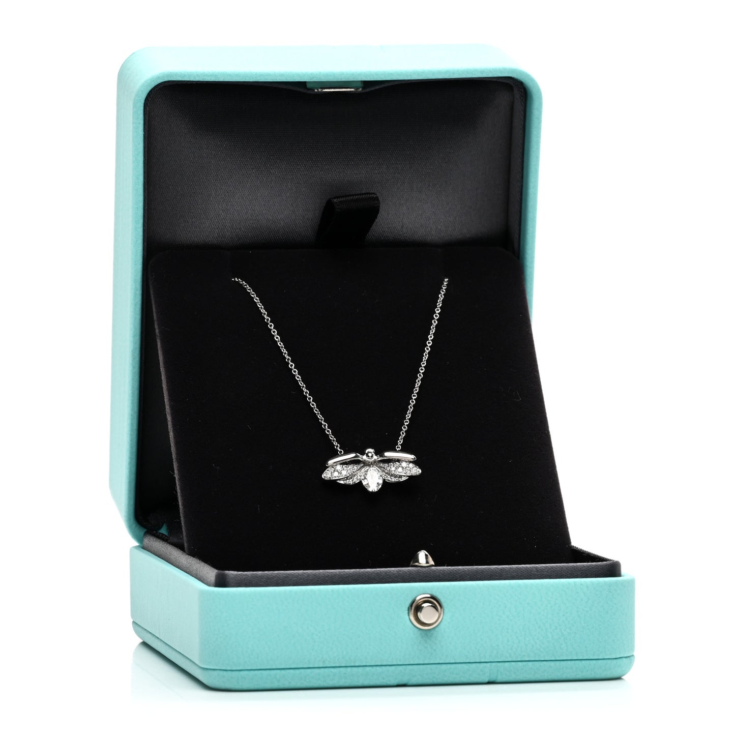 Platinum Diamond Paper Flowers Firefly Pendant Necklace