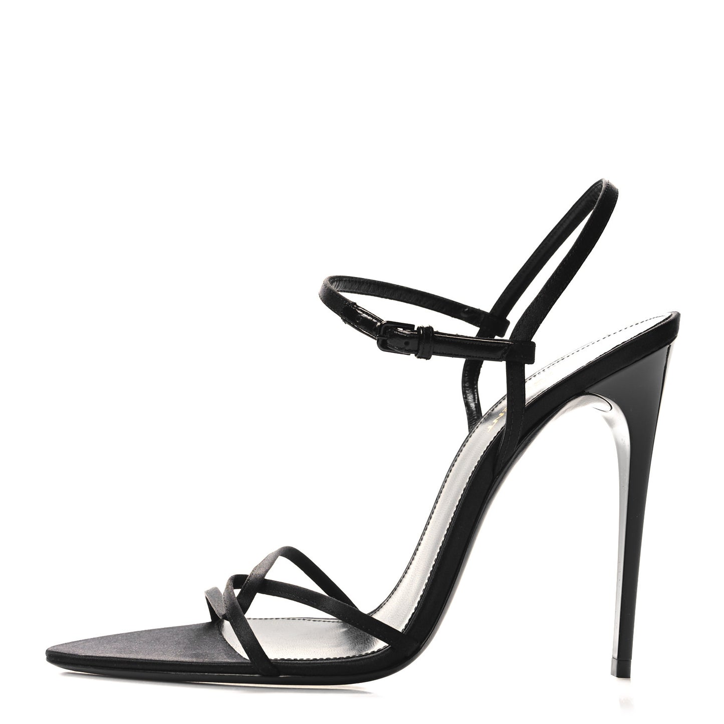 Crepe Satin Clara 110 Ankle Strap Sandals 40 Black