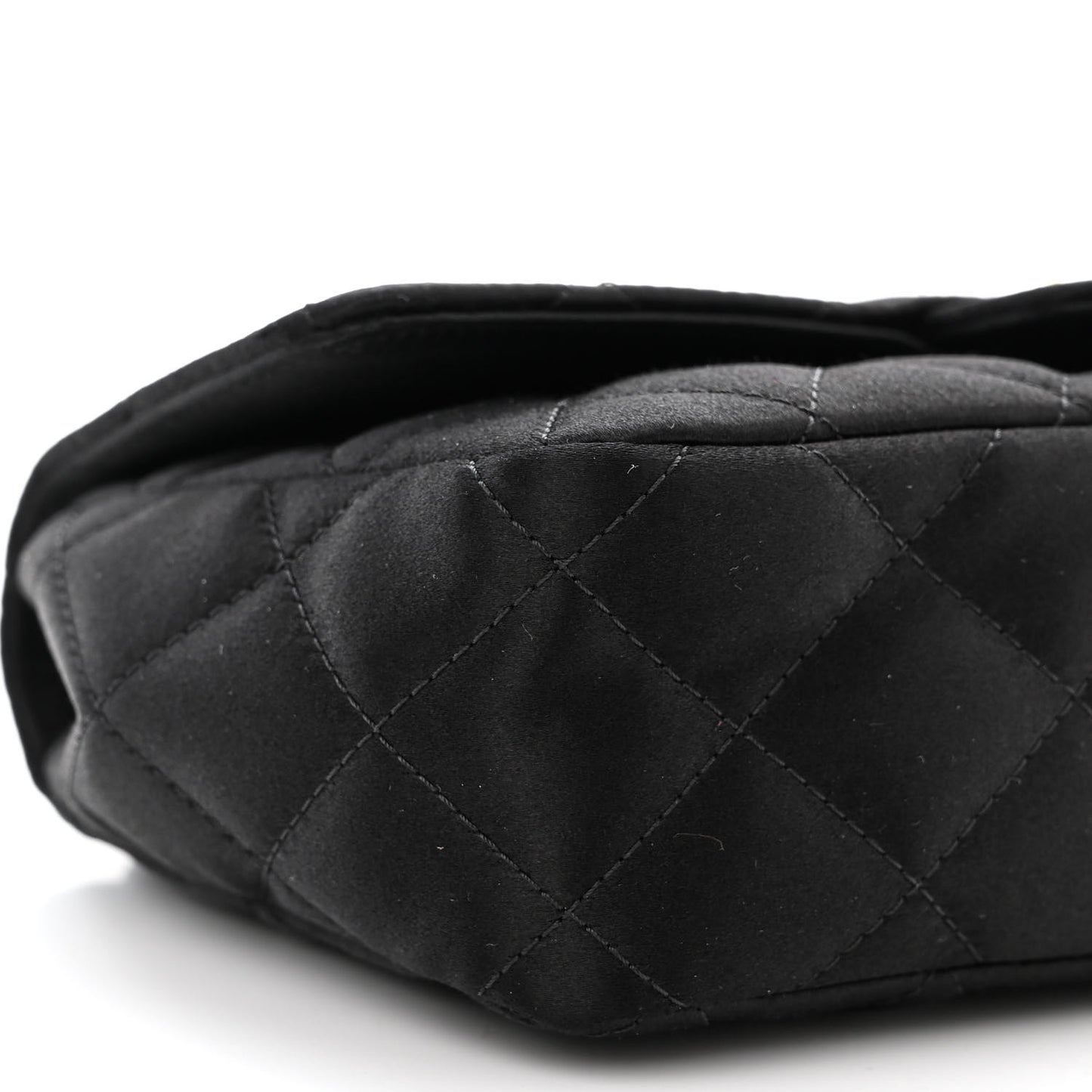 Satin Quilted Mini Rectangular Flap Black