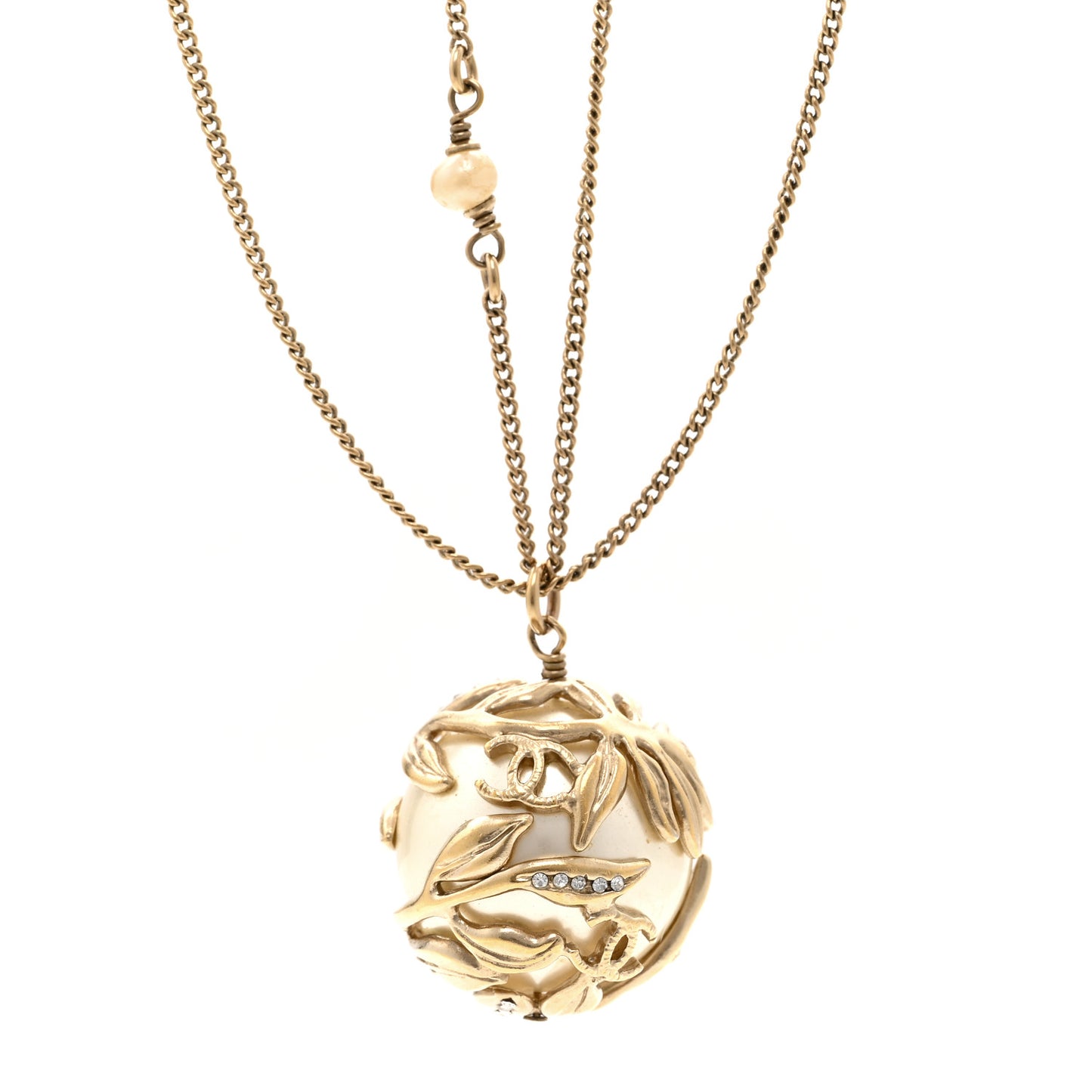 Crystal Pearl Drop Multi Chain Necklace Gold