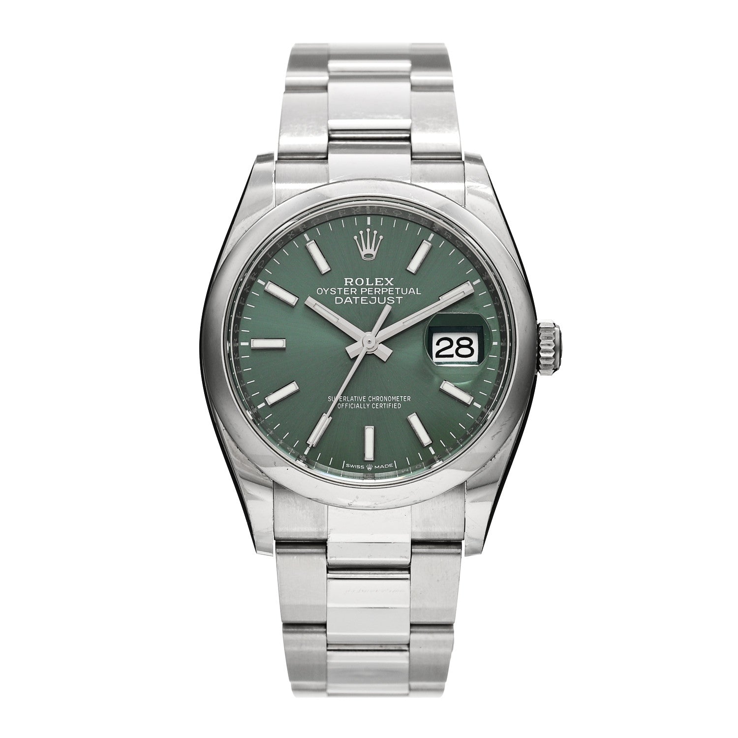 Rolex Stainless Steel 36mm Oyster Perpetual Datejust Watch Mint