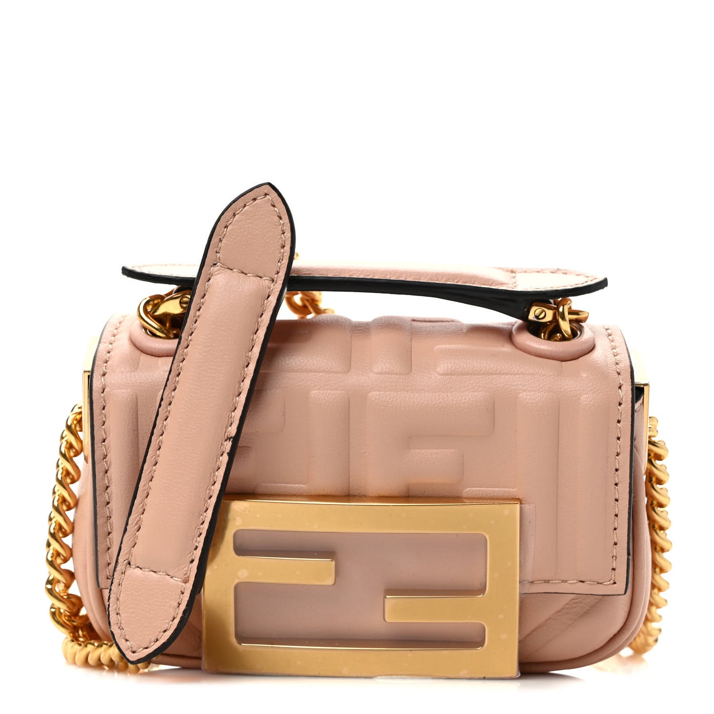 Nappa Matisse FF Embossed Nano Chain Baguette Rosa Bourbon