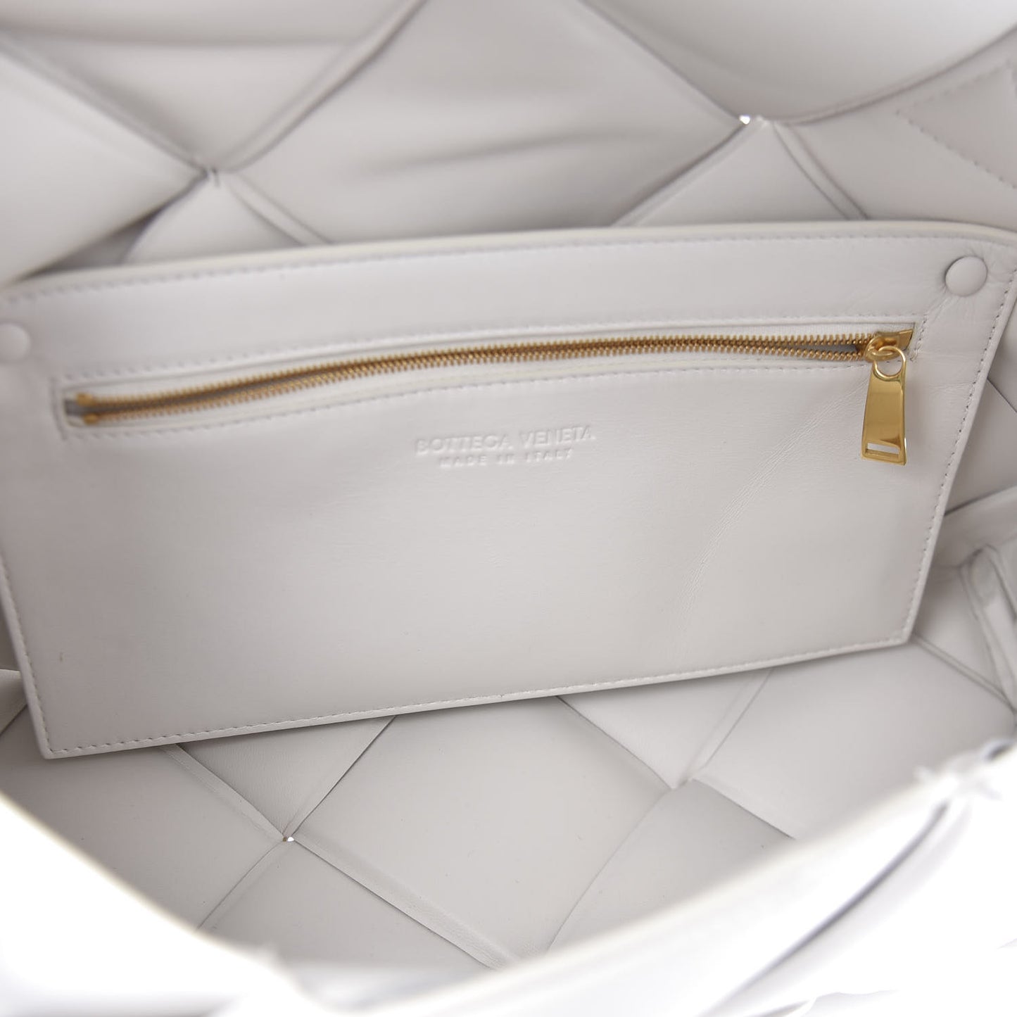 Nappa Intreccio Padded Top Handle Shoulder Bag White