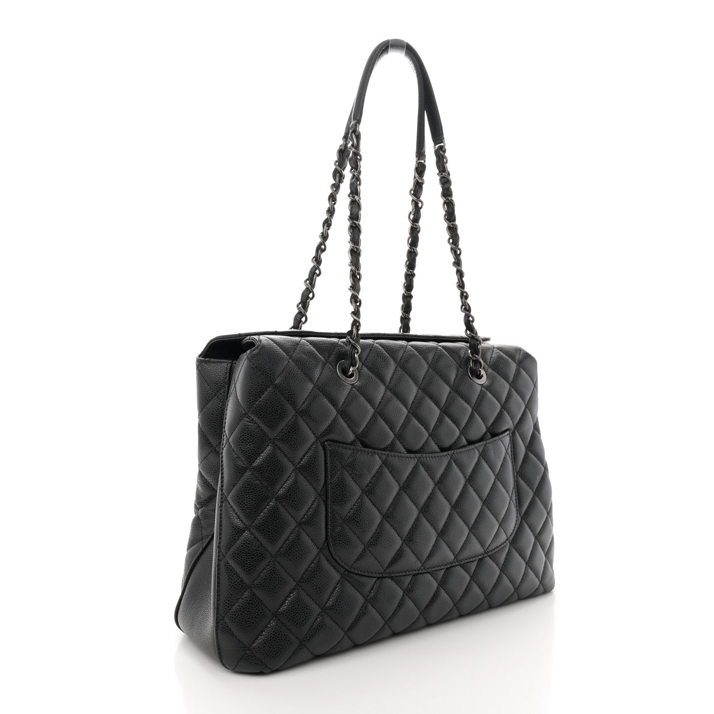 Caviar Quilted City Shopping Tote Black