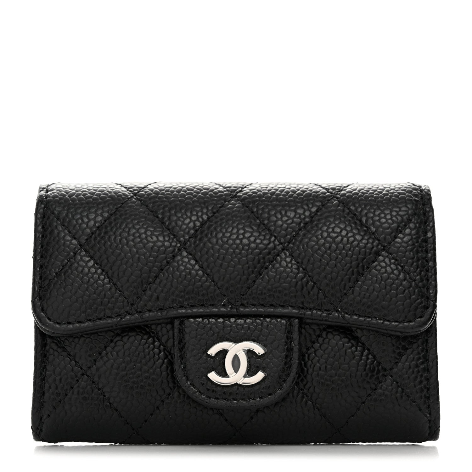 Chanel Caviar Quilted Flap Card Holder Wallet Black 1 of 9