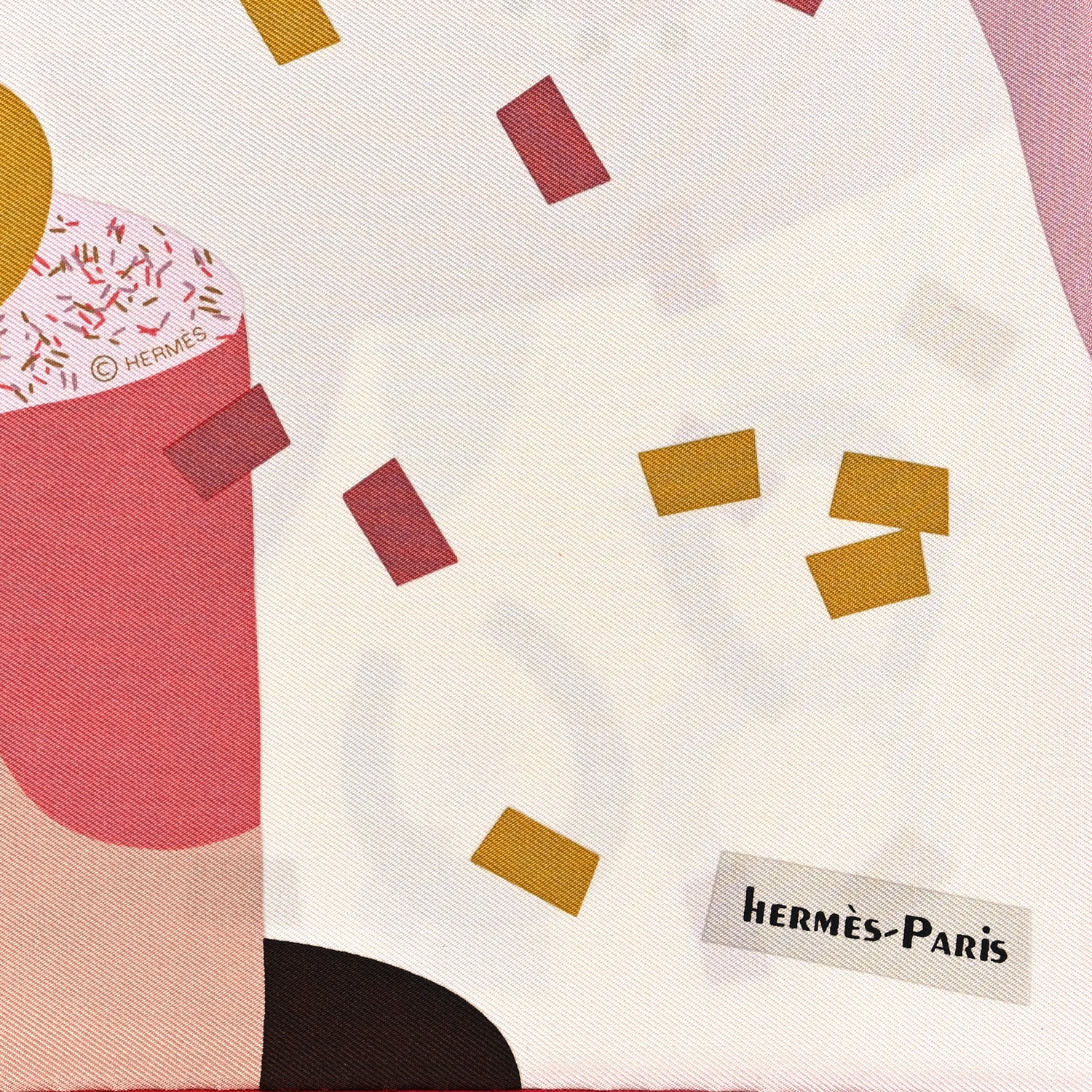 Hermes Silk Gavroche Just Married Scarf 45 White Rogue Rose 2 of 3