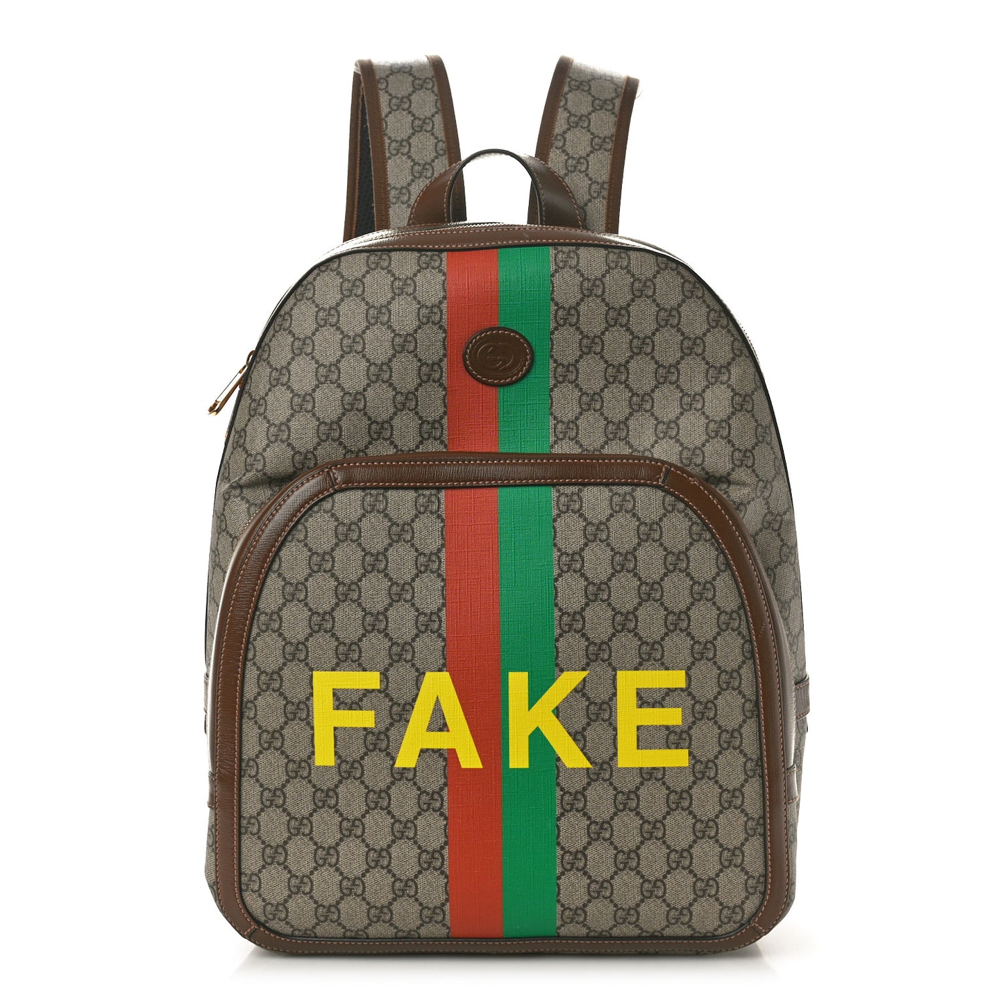 GG Supreme Monogram Azalea Calfskin Fake/Not Retro Interlocking G Day Backpack Beige Ebony Brown Sugar