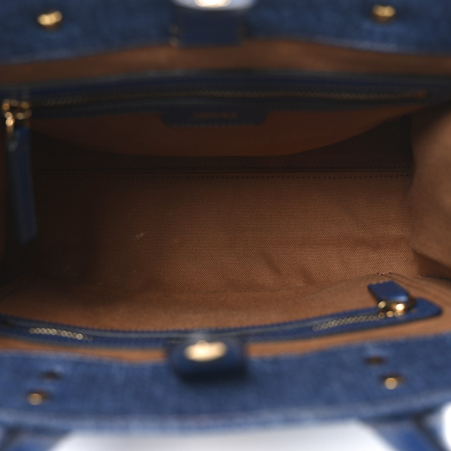 Denim Calfskin La Medusa Small Tote Bag Blue