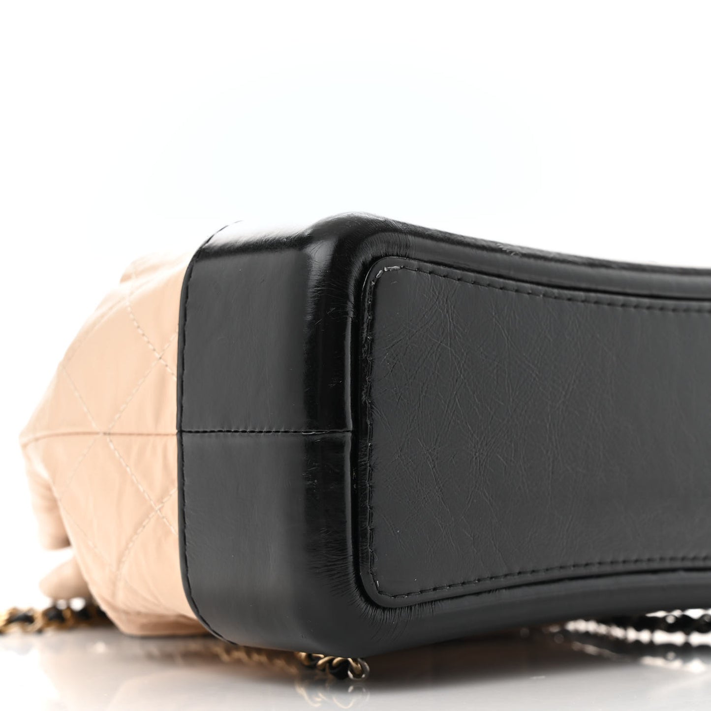 Aged Calfskin Quilted Small Gabrielle Backpack Beige Black