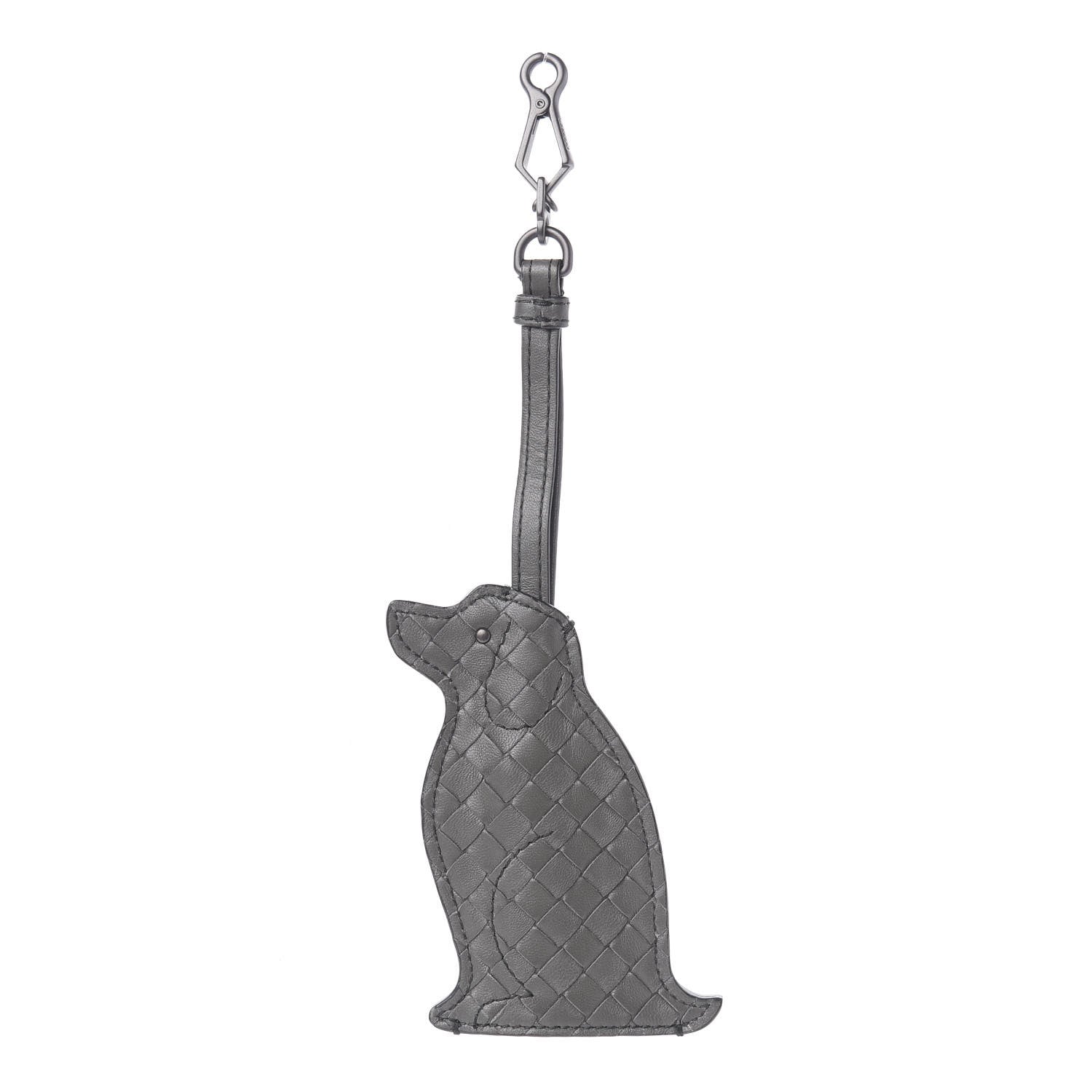 Bottega Veneta Nappa Intrecciato Dog Bag Charm Light Grey 611975