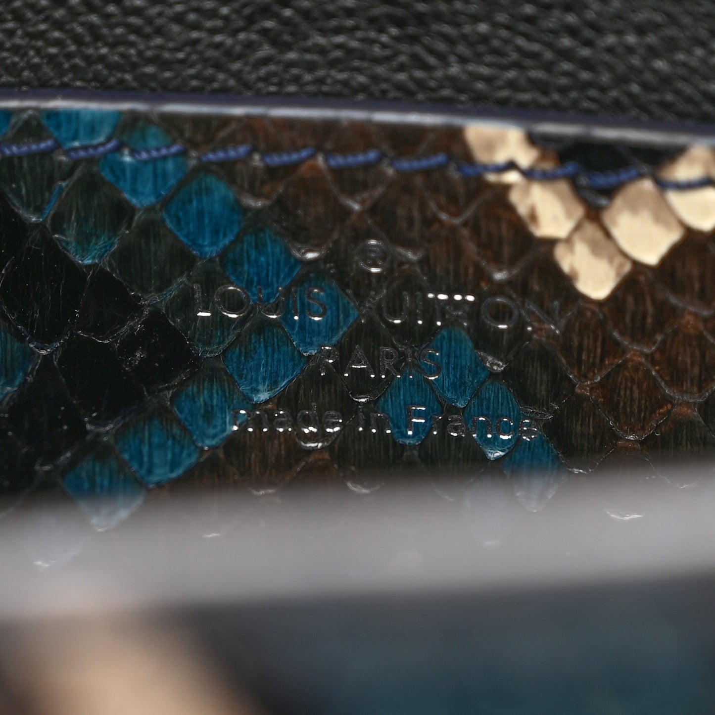 Snakeskin Twist Shoulder Bag PM Blue Multicolor
