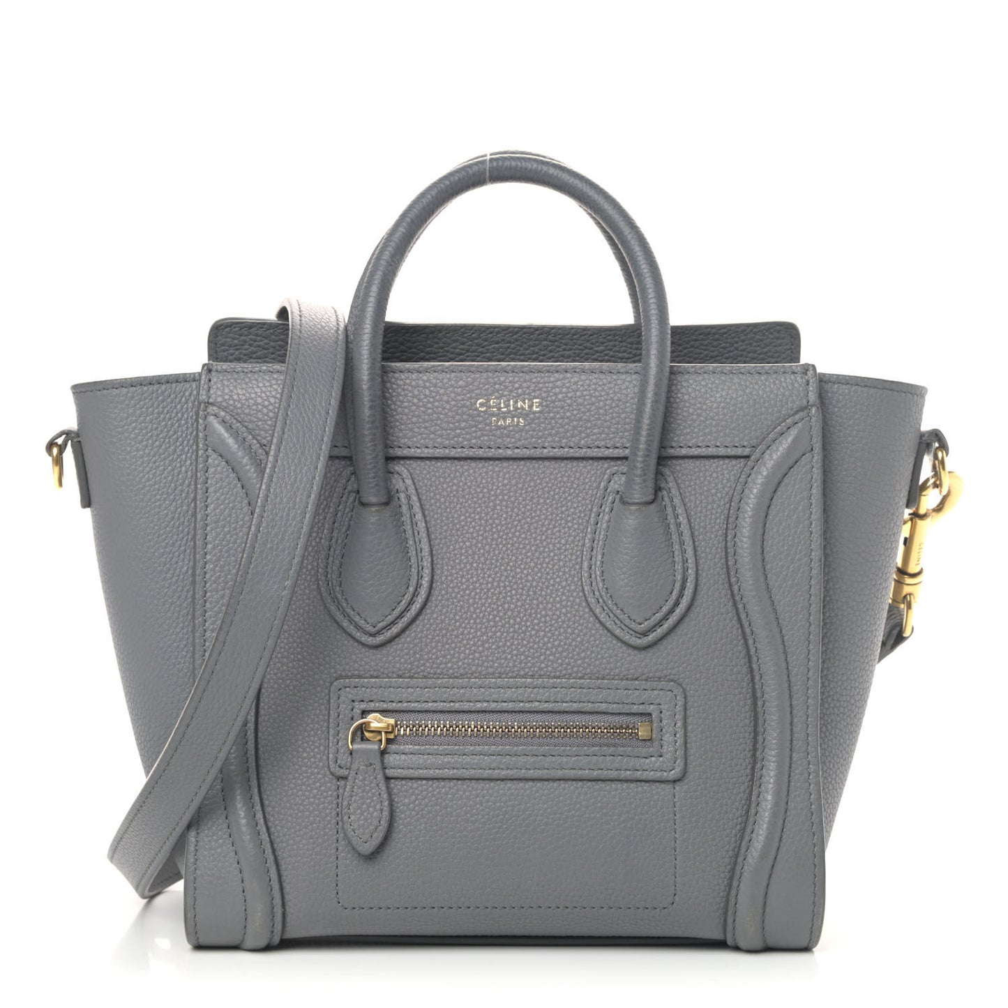 Drummed Calfskin Nano Luggage Kohl