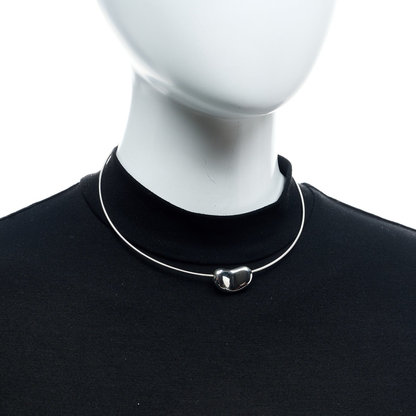 Sterling Silver 25mm Elsa Peretti Bean Pendant Wire Necklace