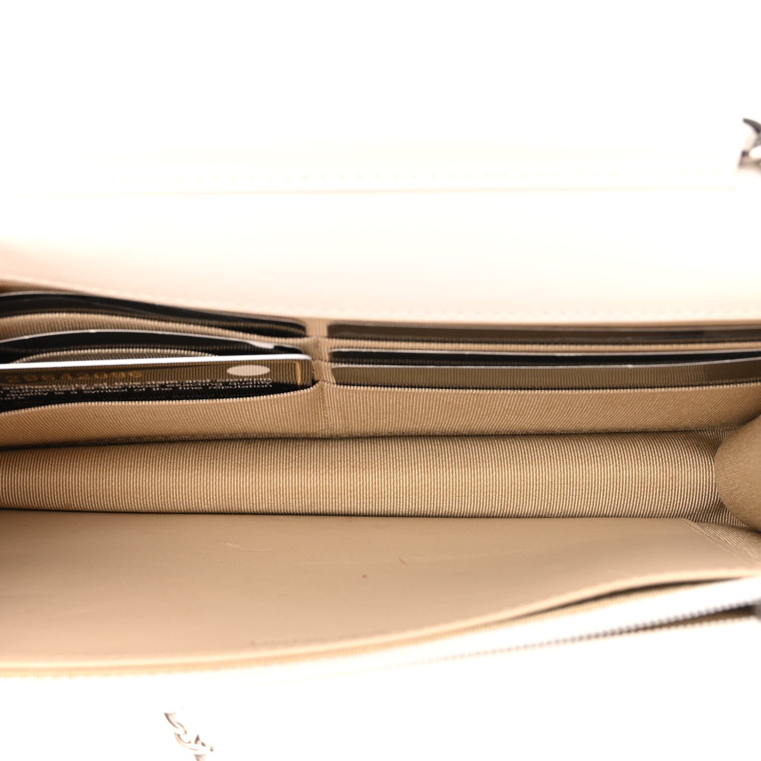 Chanel Aged Calfskin Chevron Quilted Gabrielle Wallet On Chain WOC White 5 of 11