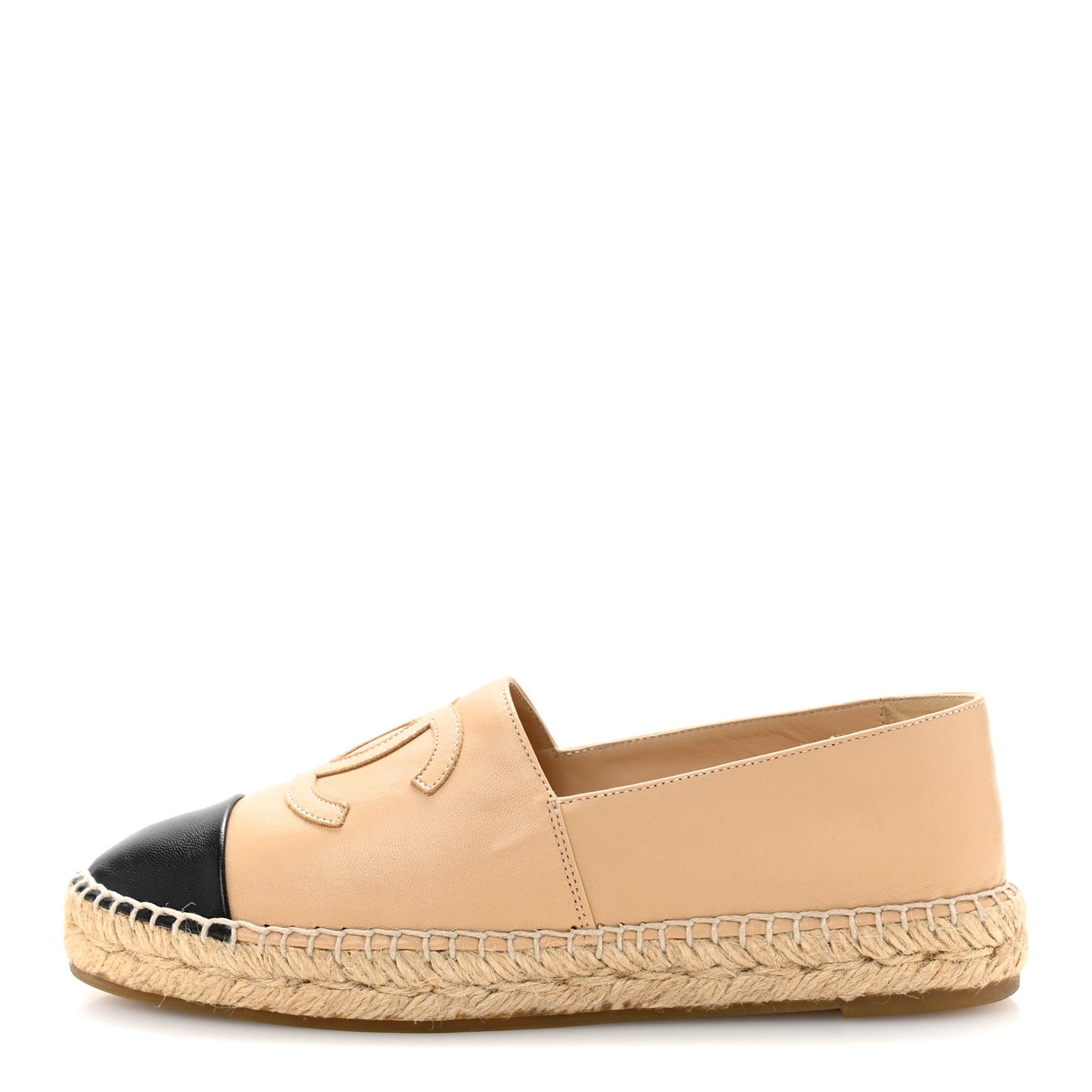 Lambskin CC Espadrilles 38 Beige Black