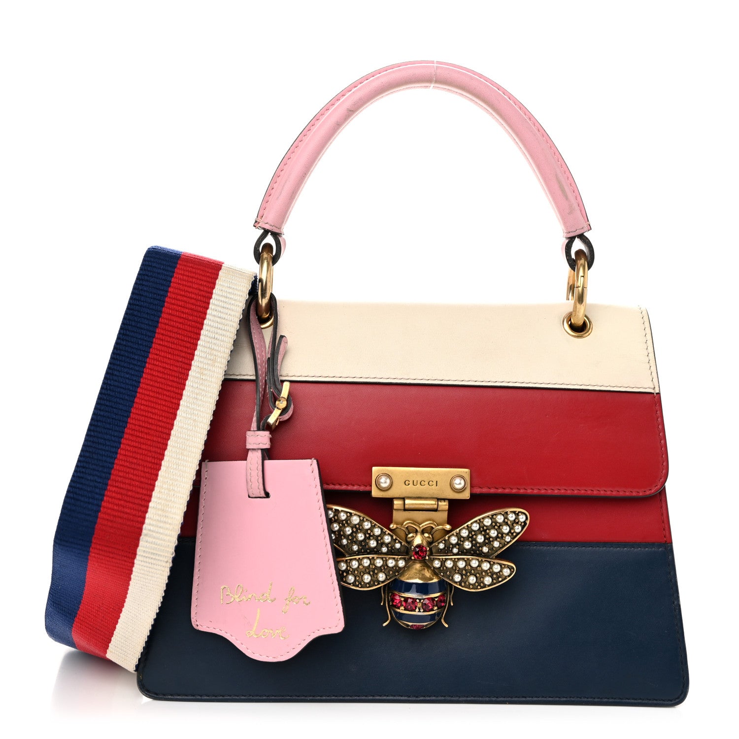 Gucci Calfskin Sylvie Web Small Queen Margaret Top Handle Bag Blue Agata Hibiscus Red Mystic White Sugar Pink 1 of 15