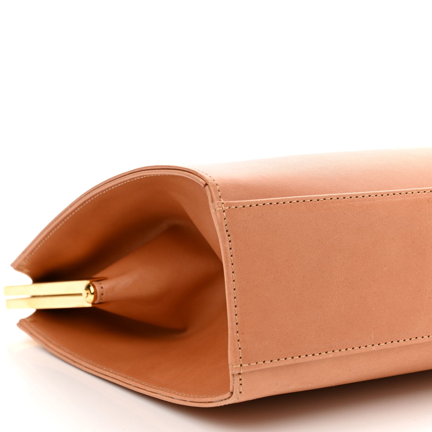 Vegetable Tanned Calfskin Elegant Top Handle Bag Cammello