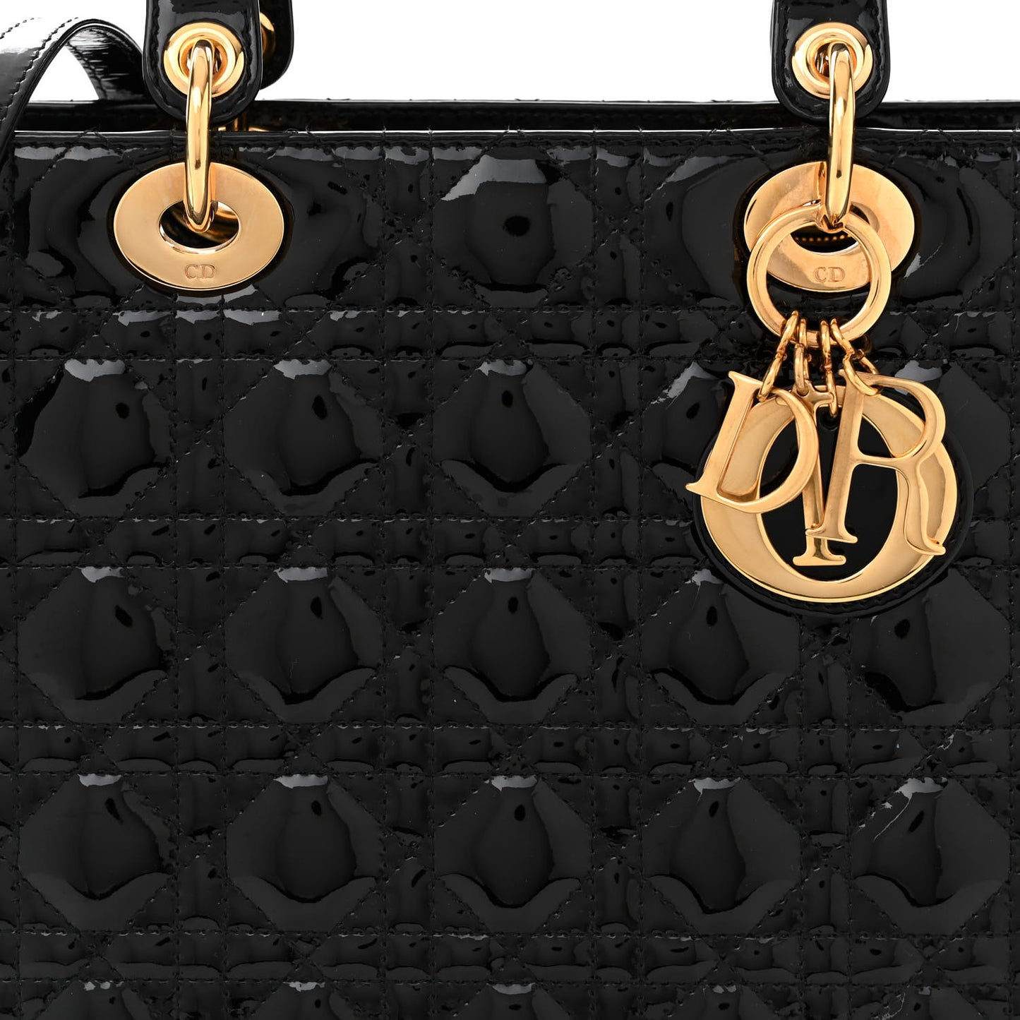 Patent Cannage Large Lady Dior Black