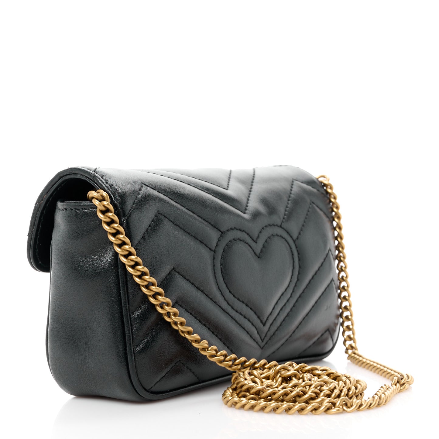 Calfskin Matelasse Super Mini GG Marmont Shoulder Bag Black
