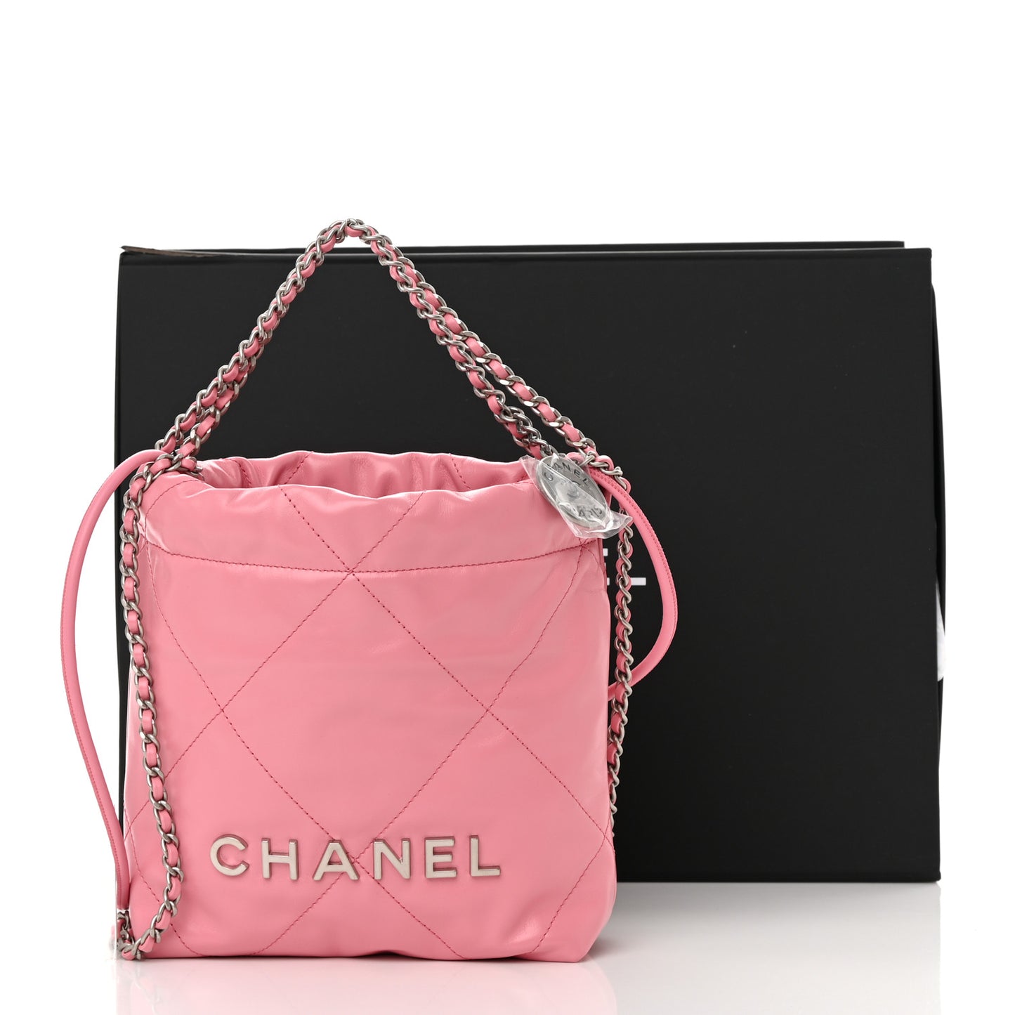 Shiny Calfskin Quilted Mini Chanel 22 Pink