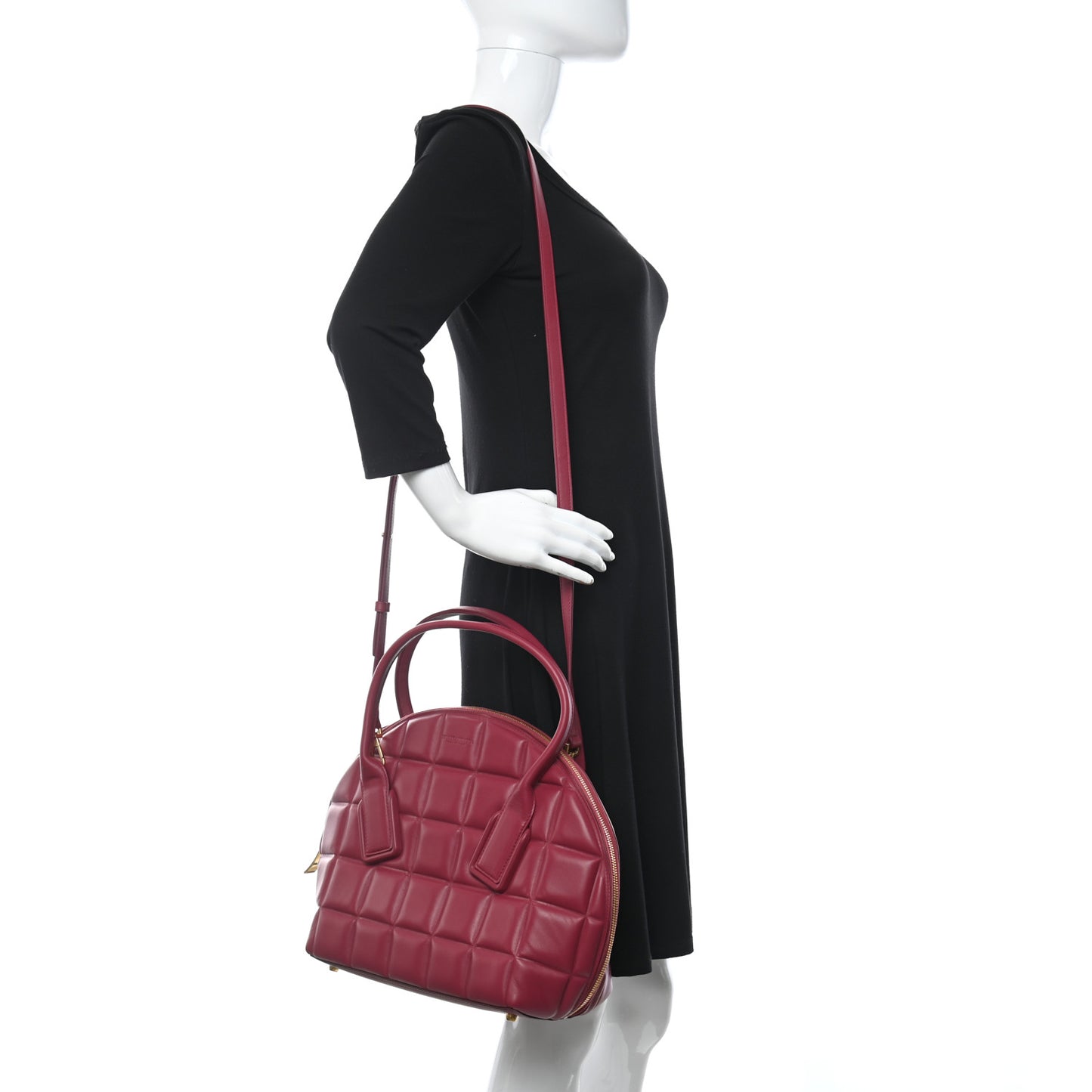 Butter Calfskin Padded Swoop Amaranto