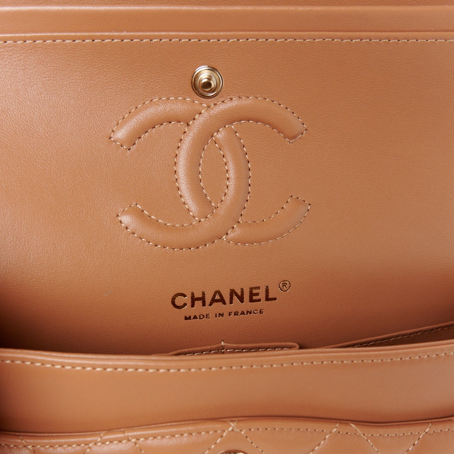 Lambskin Quilted Small Double Flap Brown