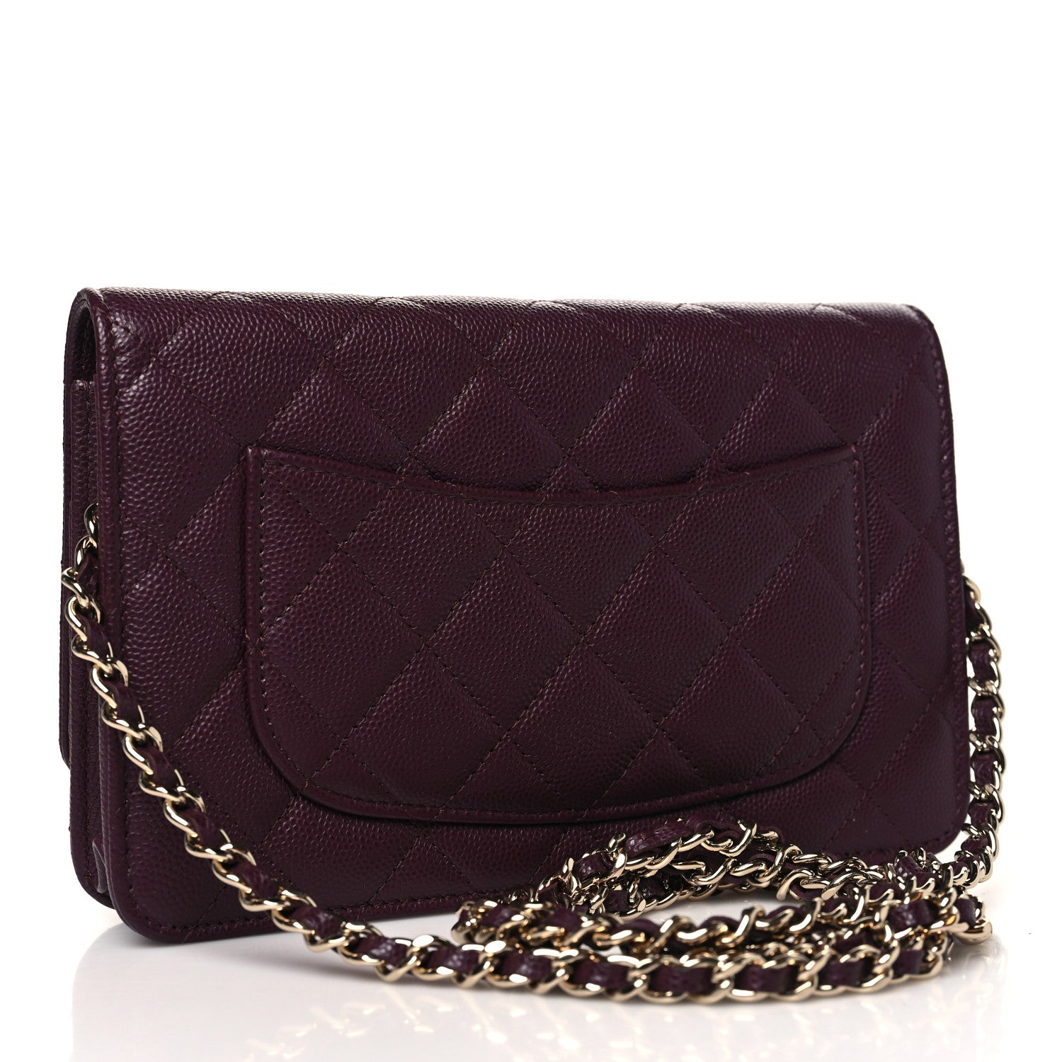 Chanel Caviar Quilted Chain Embossed CC Wallet On Chain WOC Burgundy 3 of 12
