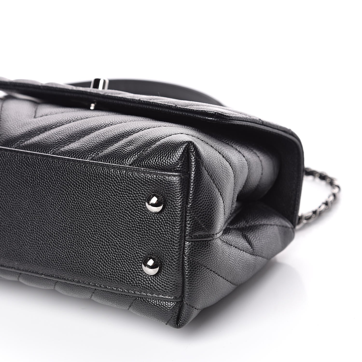 Chanel Caviar Chevron Quilted Mini Coco Handle Flap Black 9 of 12