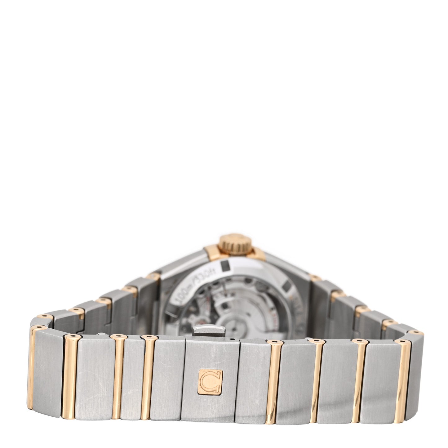 Stainless Steel 18K Yellow Gold Diamond Bezel Black Mother of Pearl 27mm Constellation Co-Axial Tahiti Automatic Watch 123.25.27.20.57.007