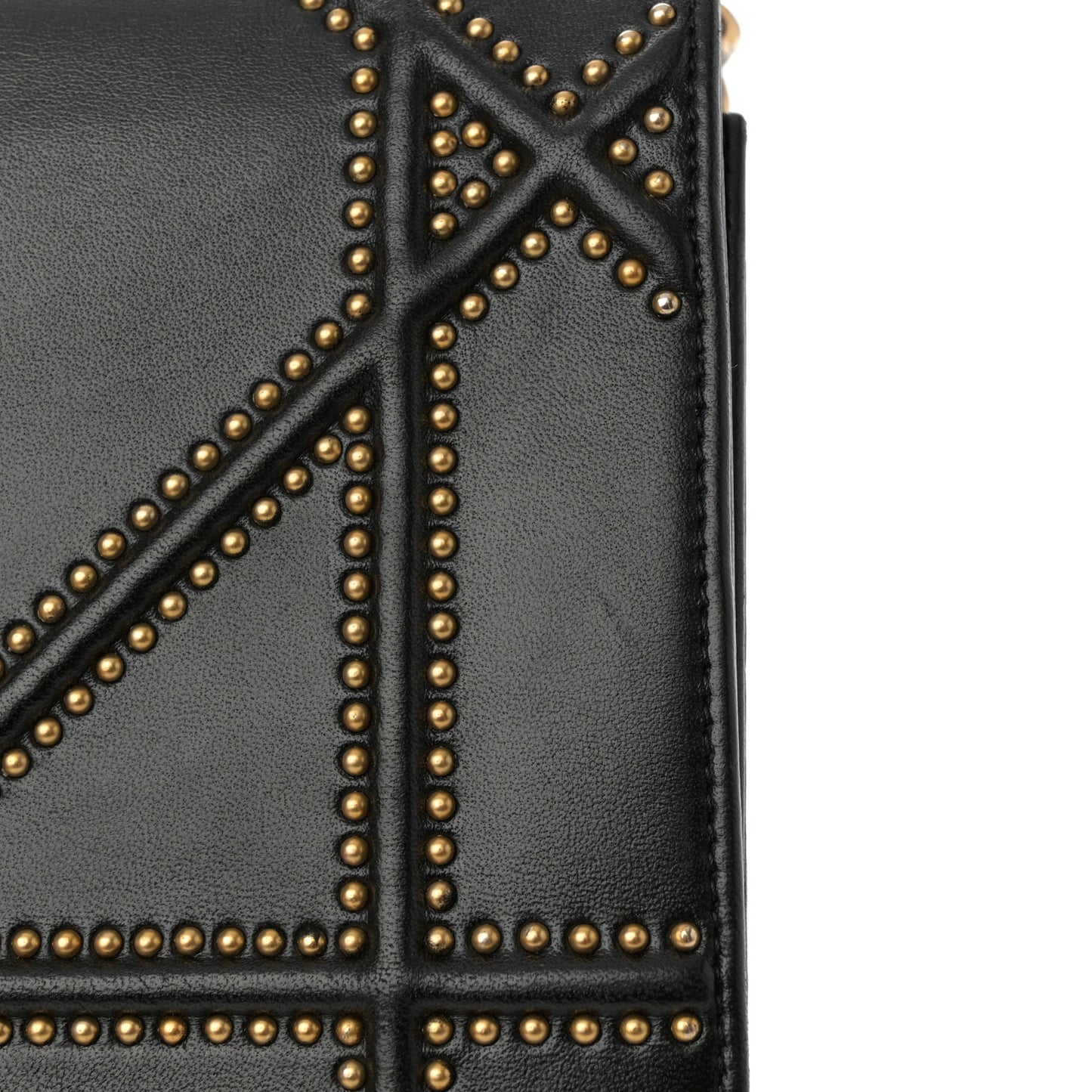 Lambskin Studded Medium Diorama Flap Bag Black
