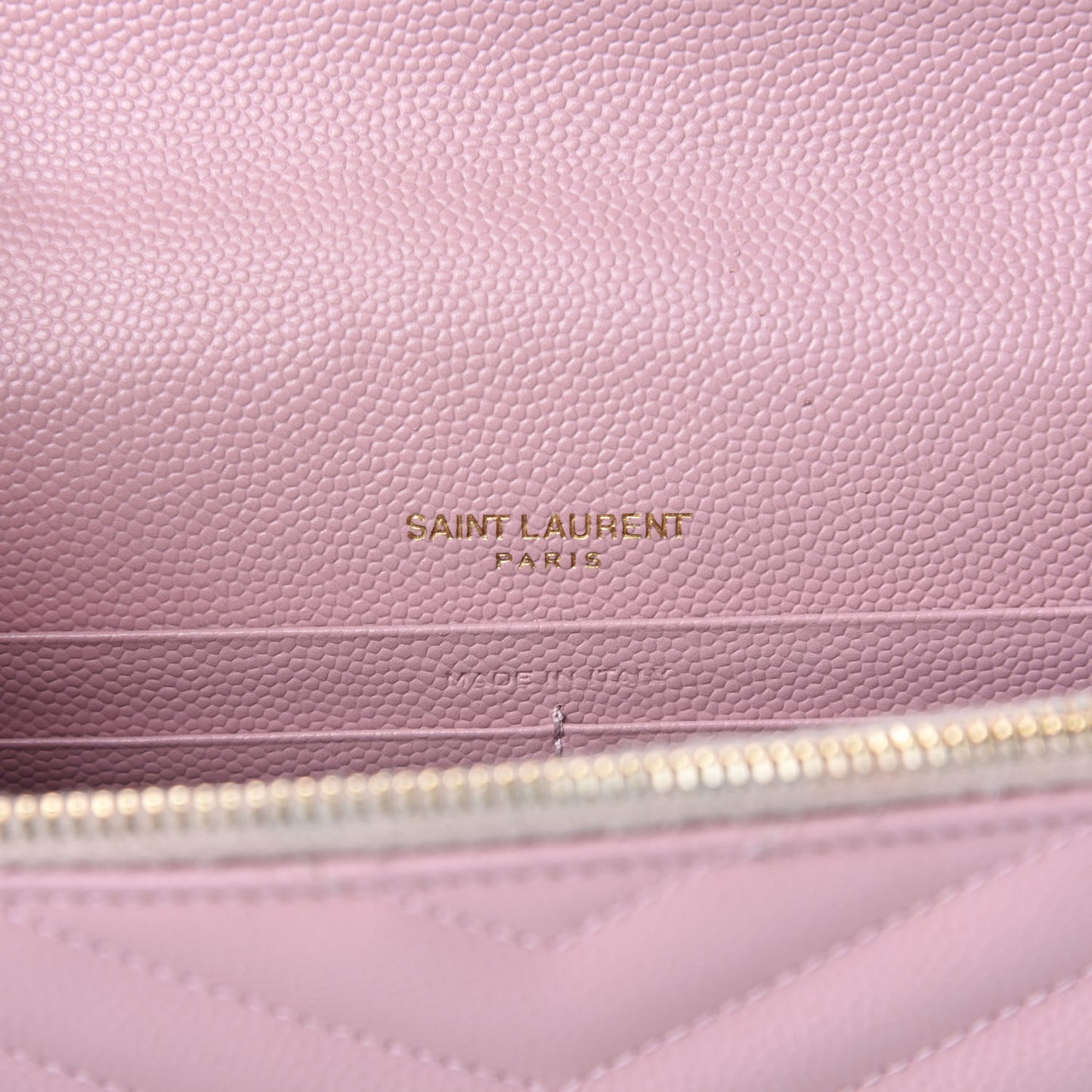 Grain De Poudre Matelasse Chevron Monogram Envelope Chain Wallet Pale Pink
