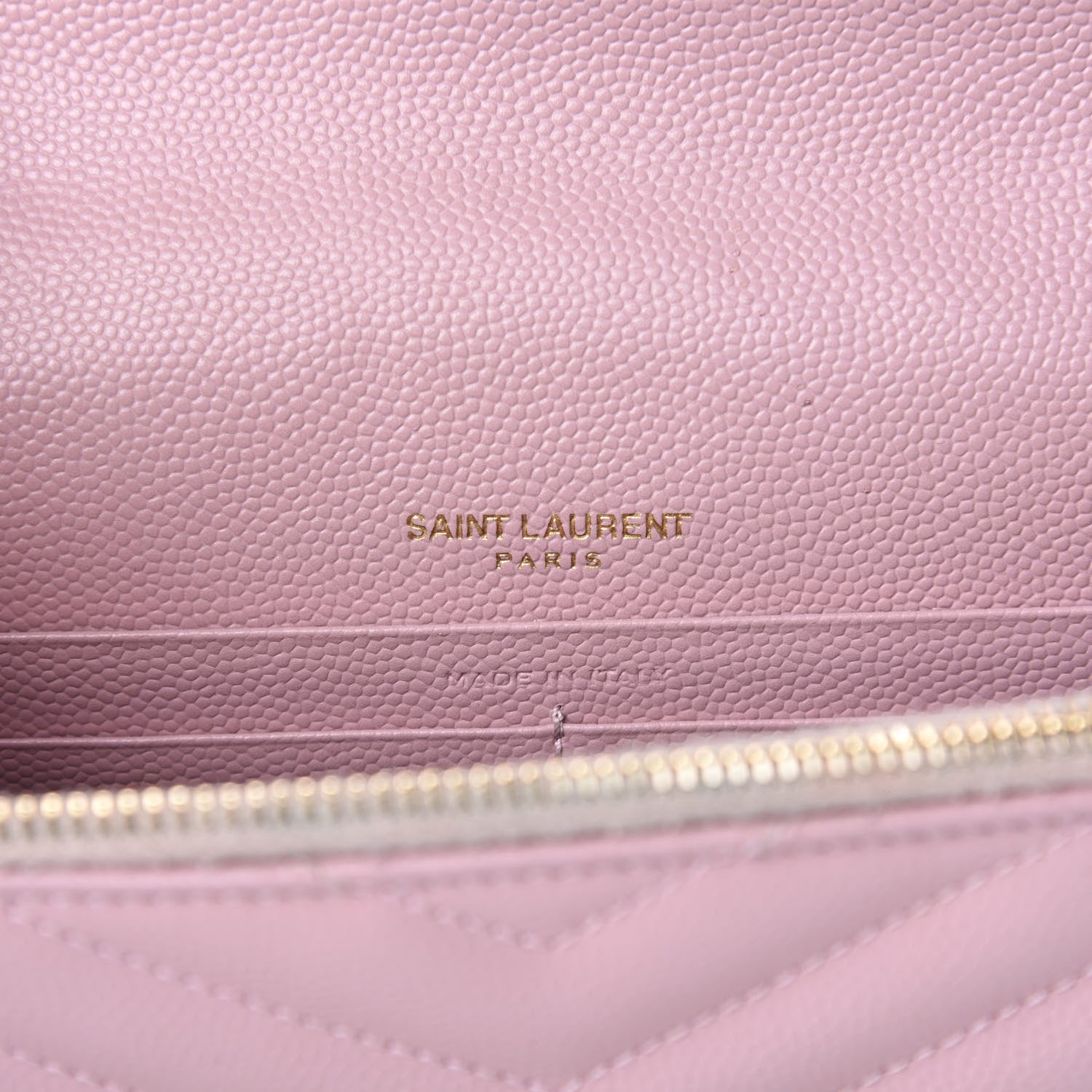 Saint Laurent Grain De Poudre Matelasse Chevron Monogram Envelope Chain Wallet Pale Pink 11 of 13