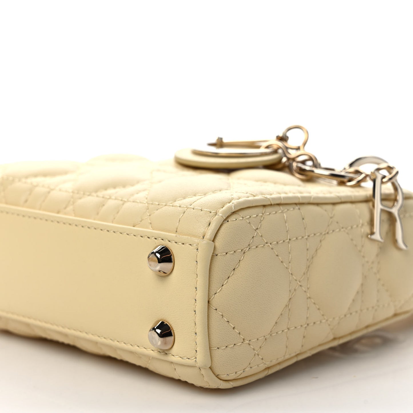Lambskin Cannage Micro Lady Dior Soft Yellow