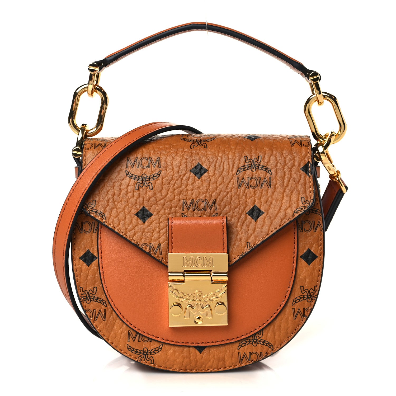 MCM Visetos Mini Tracy Shoulder Bag Cognac 1218064 – FASHIONPHILE
